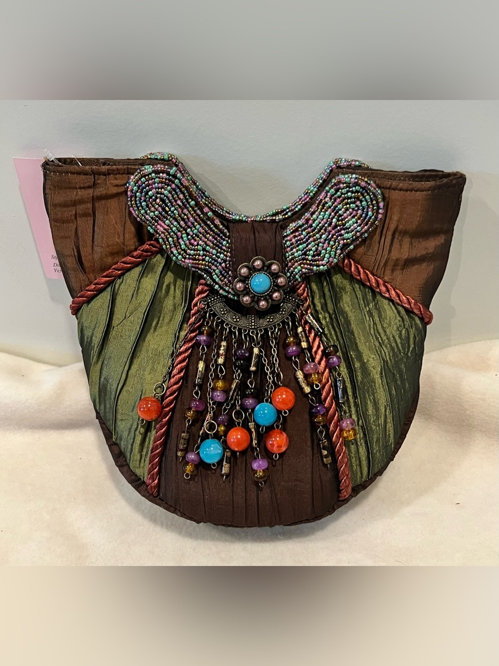 Vintage Prezzo Handcrafted Multicolor Beaded Boho Bag